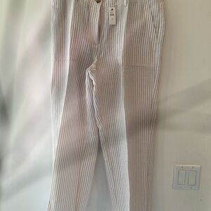 Talbots Beige and White Striped Cropped Pants